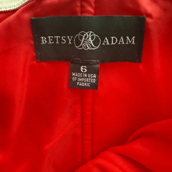 Betsy Adam Pleated Sweetheart Red Formal Dress - Picture 3 of 5